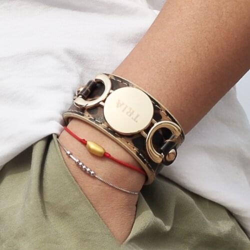 Alloy Leopard Print Custom Name Letter Bangle Bracelet Clasp Wrist Band Hand Chain For Sexy Woman Gift