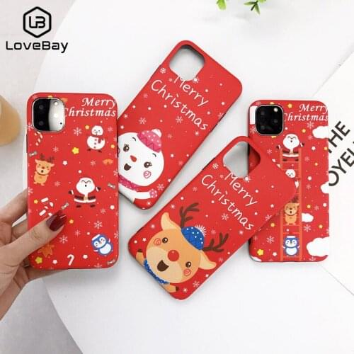 Lovebay Merry Christmas Cartoon Snowman Cases Cover For iPhone 11 Pro Max X XS XR Xs Max 6 6S 7 8 Plus Soft IMD Silicone Cover
