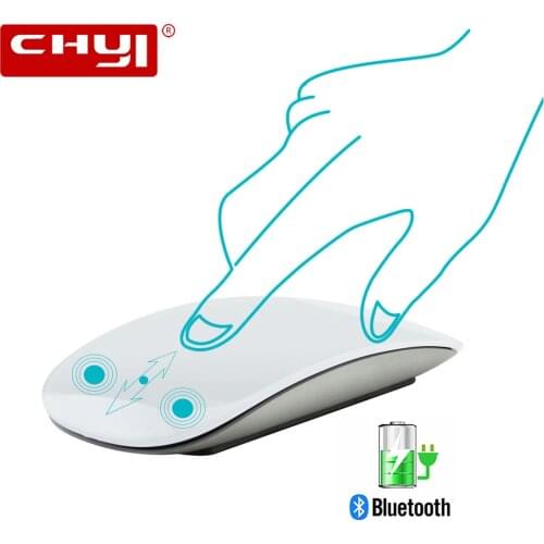 CHYI Bluetooth 5.0 Magic Wireless Mouse 1600DPI Rechargeable Laser Silent Arc Touch Ultra Thin Mice For Apple Mac PC With Bag