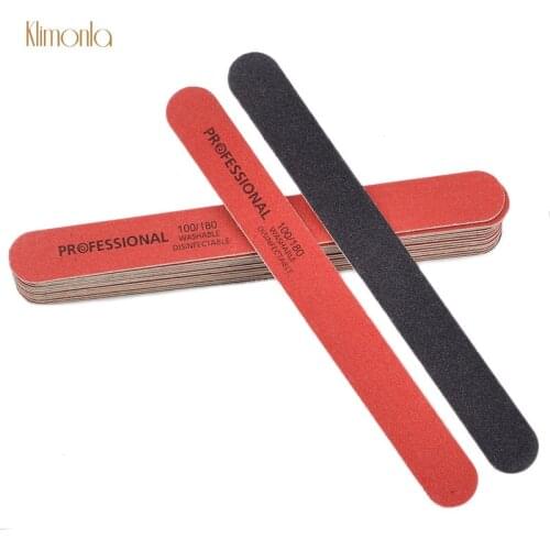 20pcs/lot Wooden Nail File Red Black Nail Art Acrylic UV Gel Tips 100/180 Sanding Buffer Blocks Nail Polishing Tools