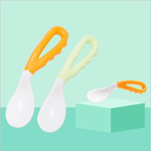 Children elbow spoon practice eating spoon bending spoon baby feeding tableware elbow spoon