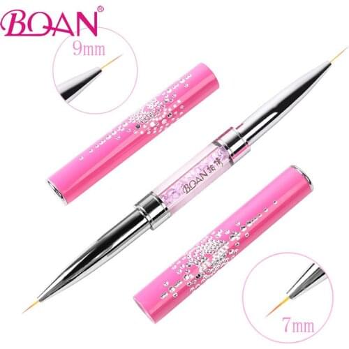 BQAN Double Head Nail Brush Nail Art Liner Brush Carved Crystal Ultra-thin Line Drawing Pen Pull Wire Flower Pen Metal Pen Tools
