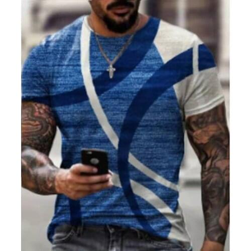 New Men T-shirt Simple Fashion Color Geometry Stack Psychedelic Creative Design T Shirt For Men Versatile Cool Unique Print