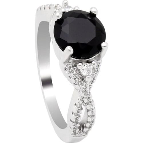 Hainon White&Black CZ Fashion Rings for Women Jewelry White Gold Color Ring Size 5-12 Distribution For Wedding Cross rings