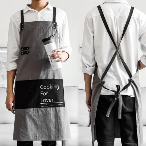 Nordic cotton apron home kitchen cooking men and women fashion overalls nail tea shop apron