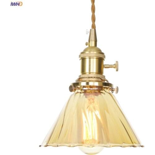 IWHD Nordic Style Copper Pendant Lighting Switch Bedroom Dinning Living Room Light Japan Modern Pendant Lights Fixture Luminaire