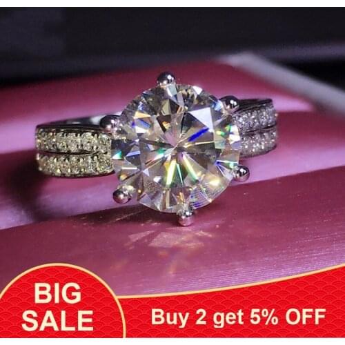 Solitaire ring 925 Sterling silver Round 3ct AAAAA Cubic Zirconia Engagement Wedding Band Rings for women men Finger Jewelry