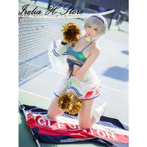 Azur Lane USS Reno Cosplay Costume USS Reno cheer leader summer swimsuit swimwear with banner no flagpole