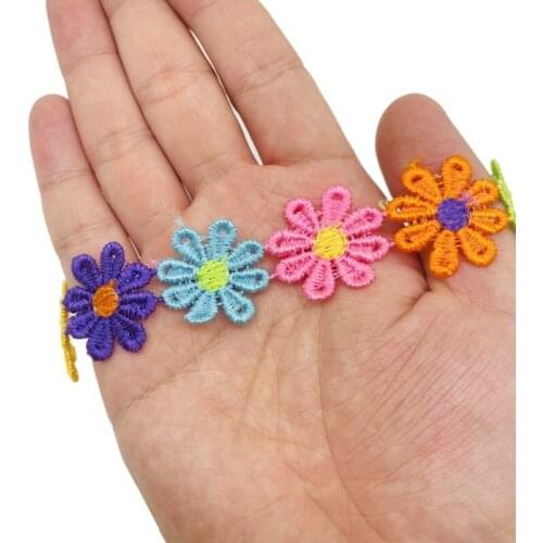 1Yard Daisy Flower Lace Trim, Daisy Ribbon, Embroidered Sunflower Appliques Making For Headband DIY Garment Decor Supply