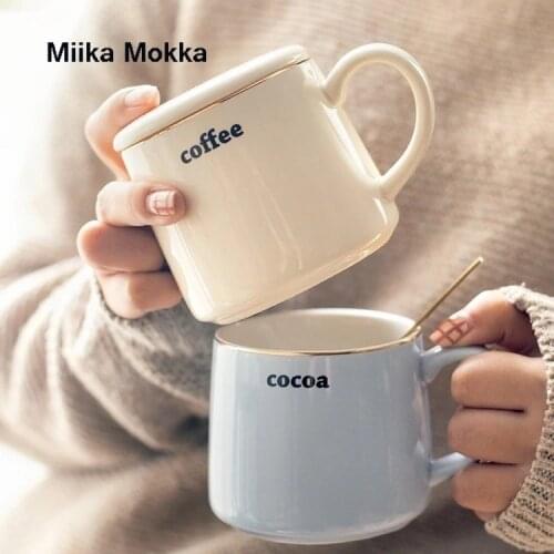 Brief Gold Coffee Milk Tea Cup Breakfast Mugs 310ml Cute Ceramic Cup Elegant Ins Water Cup Yellow Blue Gray Pink Cup Mugs Cup