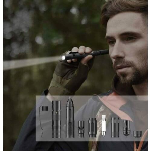 Multi-function Tactical Pen Daily Use Self-defense Emergency Whistle Outdoor Survival With Led Light