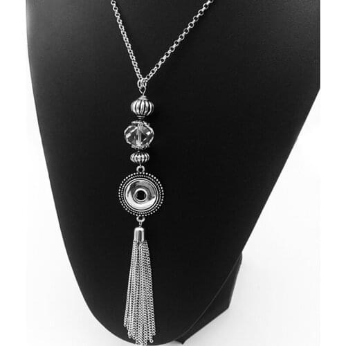 Fashion tassels snap button pendant Necklace XH7089 (fit 18mm 20mm snaps) BOBOSGIRL