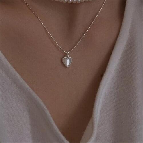 925 Sterling Silver Shell Heart Tassel Charm Pendent Necklaces For Women Clavicle Chain Accessories Party Jewelry dz266