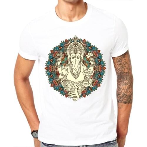 Fashion 100% Cotton design Lord God Ganesha printed men t-shirt cool mens tee shirts tops men T-shirt casual men t shirt