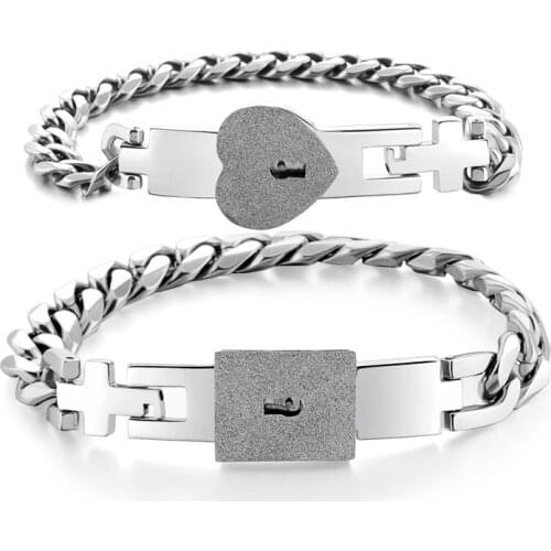 Fashion Gift European American Creative Titanium Steel Couple Bracelet Concentric Lock Interlocking Drop Shipping