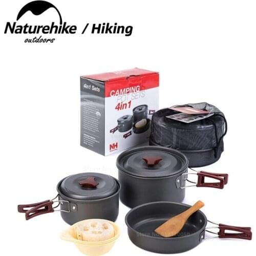 Naturehike Camping 2-3 Person Pot Sets Portable Outdoor Cookware Picnic Pot Pan Tableware Bowl Ultralight Camping Accessories