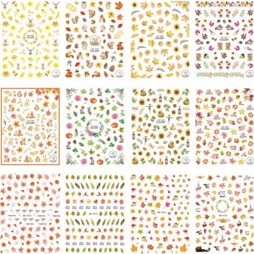 Nail Art Sticker 12 Sheets/set Light Convenient Exquisite Multiple Patterns 3D DIY Nail Decals Women Decor Thanksgiving