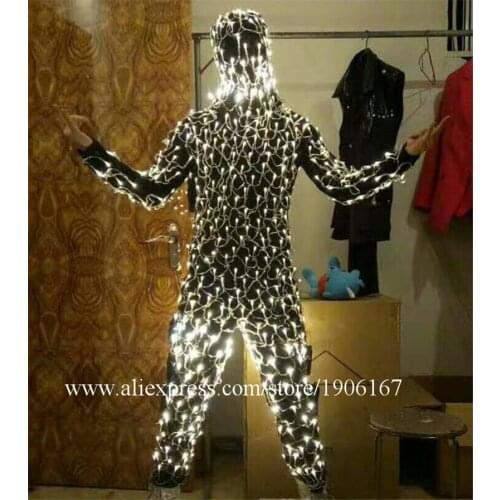 New Design Led Luminous Colorful Robot Suit Led Illuminated Clothing Growing Light Up Performance Stage Ballroom Costume