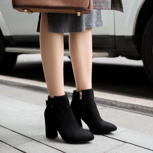 Autumn and winter Plush Martin boots frosted high heels 2019 new thick HEELS SHORT BOOTS womens net red thin boots show thin