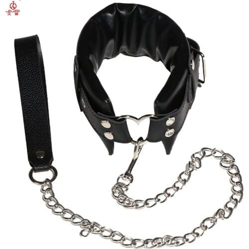 Jiuai Cosplay Accessories Soft Plush Neck Leash Collar Leather BDSM Sex Bondage Products For Adults Women Games