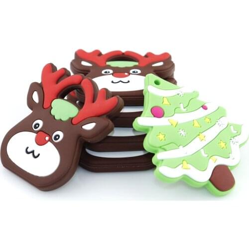 Christmas tree Shape For Infant Baby Silicone Baby Teether Teething Teething Necklace Rodents DIY Pacifier Clip Baby Products