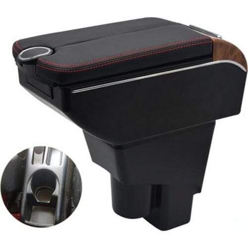 For Fit Jazz armrest box 2002-2007 Double doors open 7USB Centre Console Storage Box Arm Rest