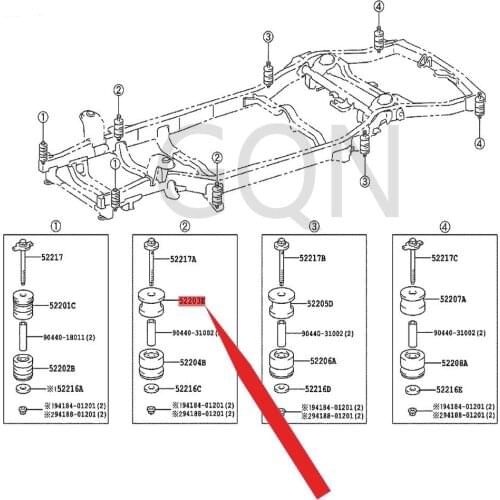 Cab suspension cushion sub-assembly 2010-Toy ota FJC RUI SER HIL UXS URF LAN DCR UIS ERP RA DO beam rubber sleeve