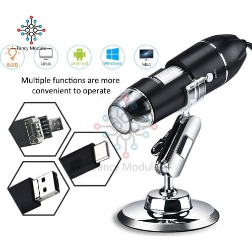 Diymore Portable 3 in 1 USB Type-C Digital Microscope 50x -500x/1000x/1600x Magnification Endoscope for Mac/Window/Linux/Andriod