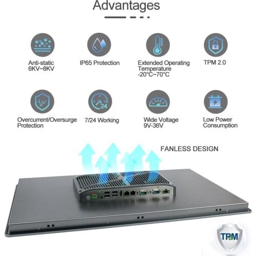 QYT 24 Inch intel i3 6100U 2.3GHz Industrial Embedded PC WinCE Linux with Lan RJ45 RS232 All-in-one Panel Computers 4G RAM