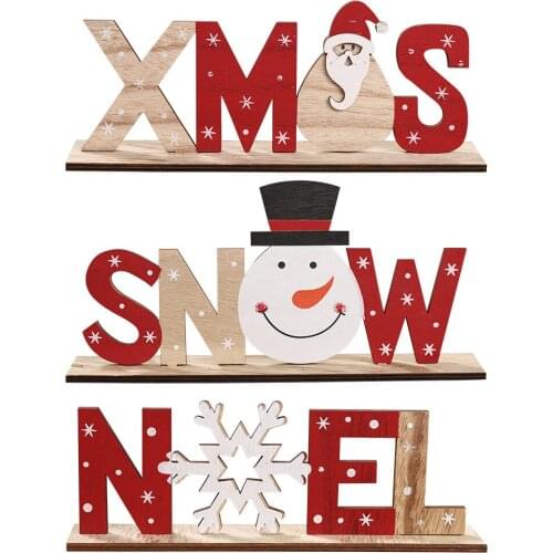 Christmas Wooden Letter Ornaments Arts Crafts English Alphabet Festive Desktop Christmas Decoration NEOL Wood Ornament