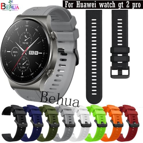 BEHUA Silicone 22mm Watchband For Huawei Watch GT 2 pro Strap Smart Wristband For Samsung Galaxy Watch 46mm / 3 45mm Bracelet