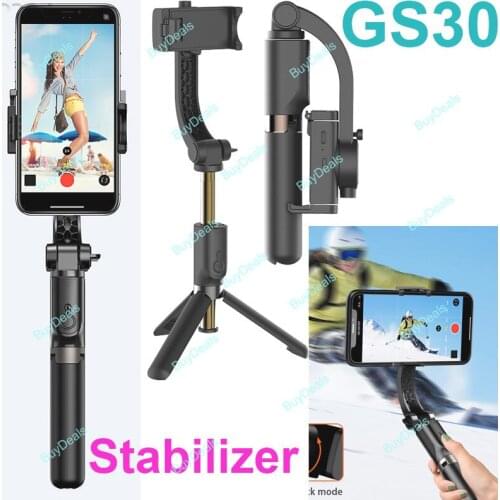 Foldable GS30 Gimbal Stabilizer Anti Shaken One axis Auto Balance Selfie Stick Tripod Rechargeable w/ Wireless Bluetooth Remote