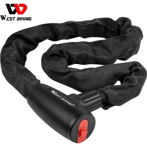 WEST BIKING Anti-Theft Bike Locks Steel Chain Lock With 2 Keys Security Reinforced Cycling Motorcycle Mountain Road Bike Lock