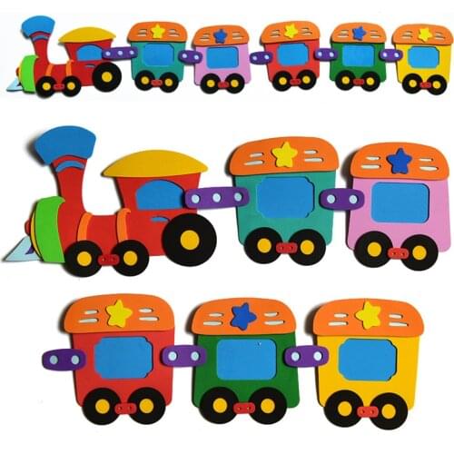 XICC Childrens Room Cute Handmade 3D Small Train Combination Wall Stickers Kindergarten Classroom Decorations Toys For Kids DIY