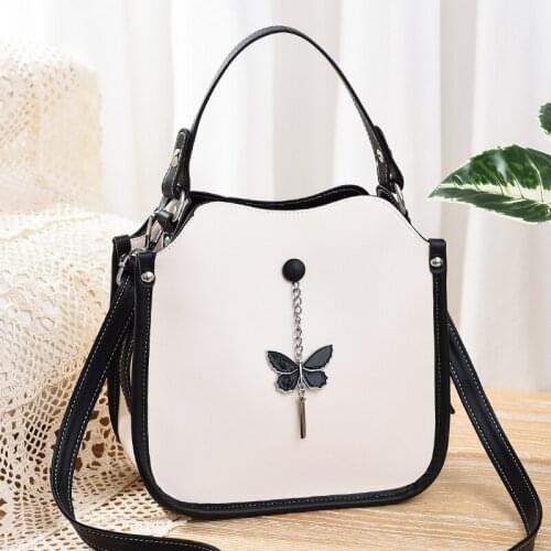 Womens Bag Large Capacity Portable One Shoulder Cross Carrying Butterfly Decorative Belt Black And White Multi Color Bags