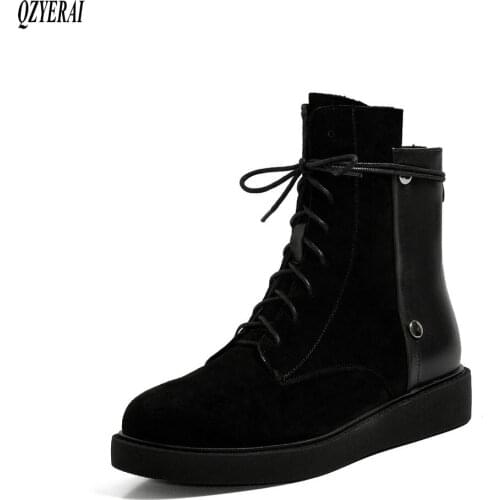 QZYERAI Russia Riding boots Female boots Genuine leather black Womens boots Autumn and winter Womens shoes