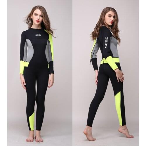 Womens Full Body Wetsuit 3mm Neoprene One-piece Jumpsuit Wet suit Girls Diving Suits Scuba Surfing Snorkeling Back Zip