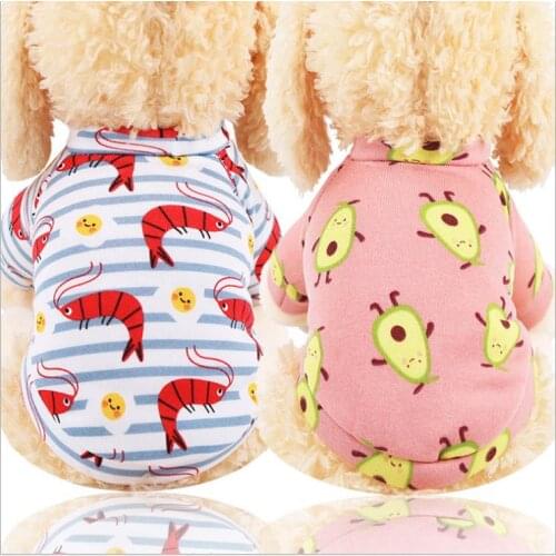 Winter Warm Pet Dog Clothes Printed avocado shrimp Cotton Hoodies Sweatshirt Pet Coat Jacket ClothesChihuahua Teedy Clothing
