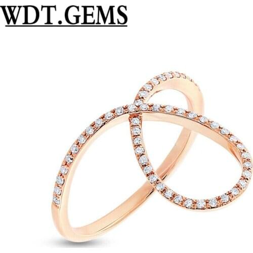 0.20 CT 10K Yellow Gold Natural Real Round Cut Diamond Dainty Open Ribbon Ring