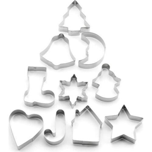 10 Pcs Christmas Series Design Stainless Steel Biscuit Cutter Cookie Mold Kitchen Baking Tool