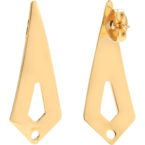 10pcs Surgical Steel Real Gold Plated Arrow Ear Post Stud Earrings with 1.5mm Holes for Dangle Earring Jewelry Making