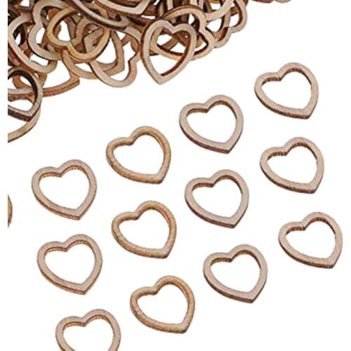 100pcs 10/20/30mm Hand Painting Accessories Solid Color Wooden Patch Heart Shape for Party Scrapbook Craft DIY Supplies
