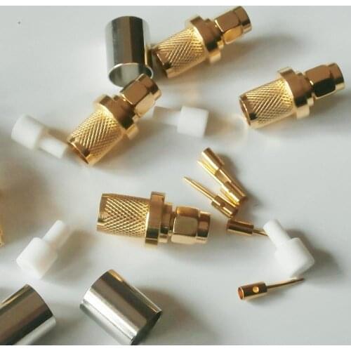 10X Pcs RF Coax Connector SMA Male Jack Crimp for LMR400 RG8 RG213 RG214 RG165 7D-FB Cable Plug GOLD Plated High-quality