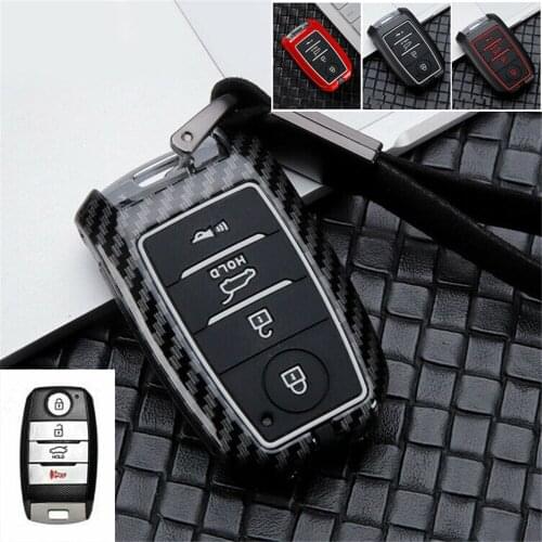 4 Buttons Carbon Fiber Car Remote Key Fob Case Cover Shell Keychain For KIA K5 OPTIMA SORENTO FORTE RIO Accessories