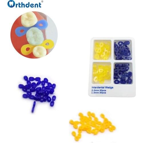 60 Pcs/Box Dental Interdental Wedge Elastic Rubber Fixing Wedges Matrix Sectional Contoured Matrices Dentistry Tool