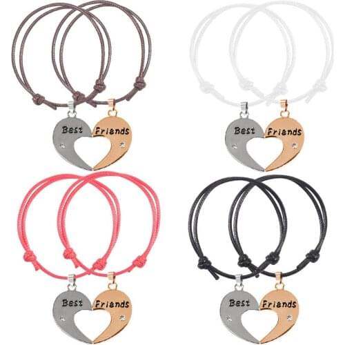 Best Friend Bracelet Mens Womens BFF Friendship Pendant Leather Cord Braceles Friends Birthday Jewelry Gift Retail Wholesale