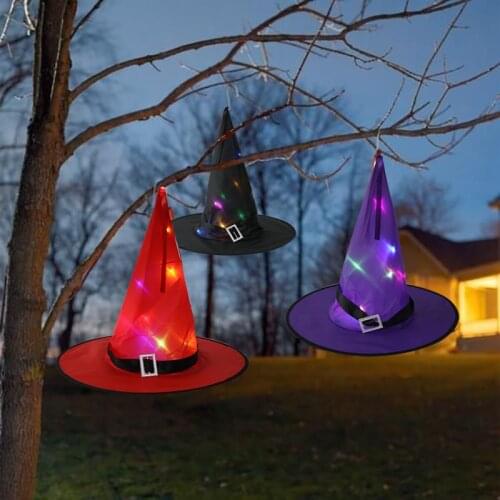 Halloween witch hat wizard LED lights hat outdoor garden led lantern Halloween decor skeleton masquerade cosplay clothing