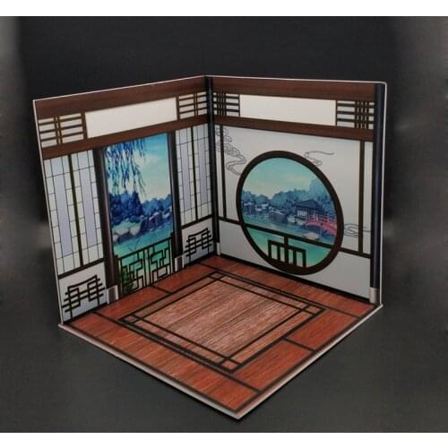 Collectible 1/12 Scale Figure Scene Accessories Mini Furniture Gsc Chinese Style Antique Doll House Courtyard Model