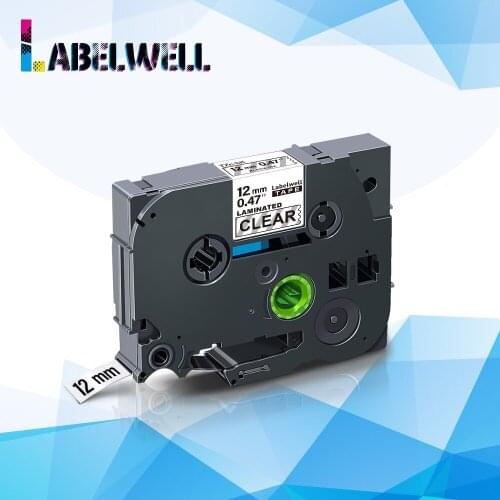 Labelwell 1pcs 12mm tze 131 tze131 tze-131 Laminated label tape Black on Clear compatible for Brother P-touch Printer Ribbon