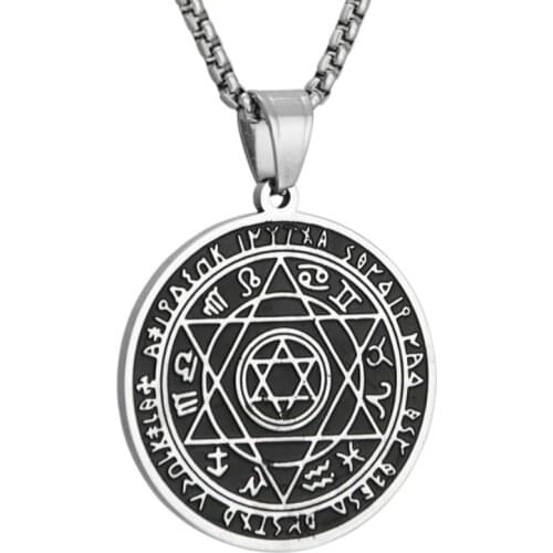 Trendy Mens Star of David Pendant Talisman Pentacle of Solomon Seal Necklace Jewish Stainless Steel Males Jewelry Gifts